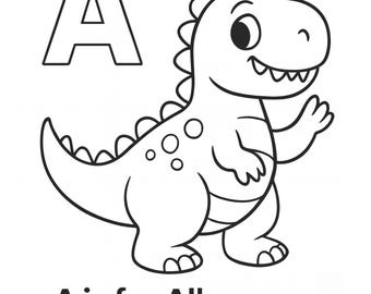 Tarjetas de reconocimiento del alfabeto de dinosaurios para preescolar, letras de la A a la Z, imprimibles