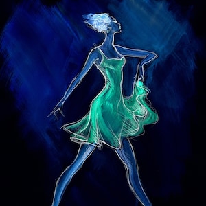 P20A4 "Mitternachtsrose"Giclee Kunstdruck auf Karte;Drama;Flamenco;Nostalgie;