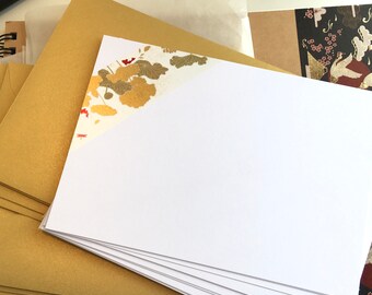 CN1 Notitiekaarten; met de hand gedecoreerd; gouden bloemen; 10 kaarten; gouden enveloppen; metallic; A6 112X145 mm; brievenbuscadeau