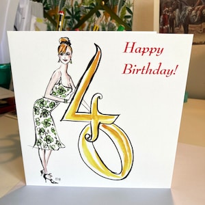 40er Geburtstag für Sie; flirty dress Modekunst; 150 mm quadratisch; hochwertig
