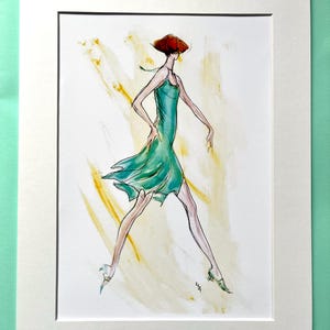 1920s Jazz Dance Fashion Art Print: &quot;Jade Dancer&quot; by Lizzie Huxtable;exclusive