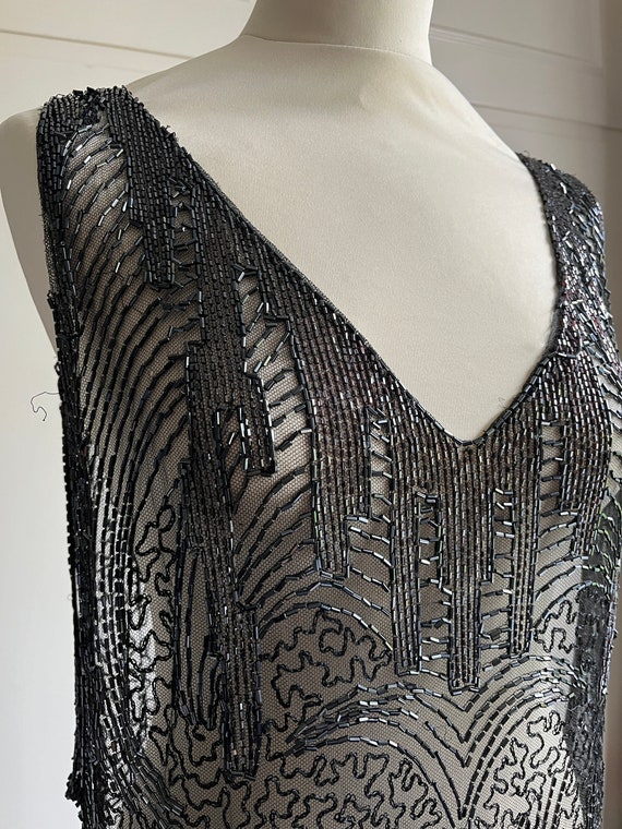 BD1 Authentic black beaded flapper dress/tunic;be… - image 8