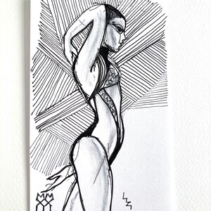 The Acrobat; Mini-art piece on paper;monochrome;A6 size;one-off;figurative