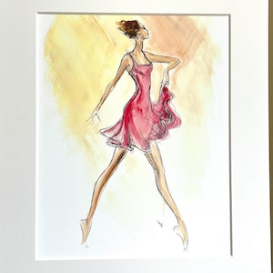 Rose Dancer Print: Signed Limited Edition Art - Lizzie Huxtable &quot;Cap Ferrat&quot;,warm colours