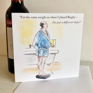 LA53 Das Leben eigentlich; witzige Karten; Männer; handgezeichnet; Unikat; nicht auf der Hauptstraße; leer innen;Ehemann;rugby;Gewicht;älter;Papa;