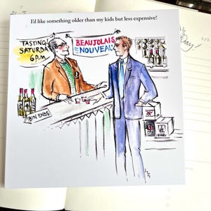 LA21 Carte d'anniversaire pour papa ; drôle ; hommes ; mari ; du vin et des enfants ; humour