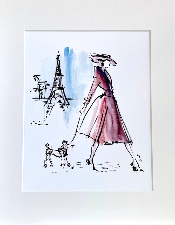 Fashion Art Paris Mid-Century Eiffel Tower Mothers Day;A4 giclee