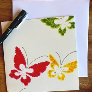 K12 Kimono; Schöne bunte Schmetterlinge Karte, innen blanko; Taufdeko,Engagement,Qualität ;made in UK,Textilkunst,Kind,für Sie