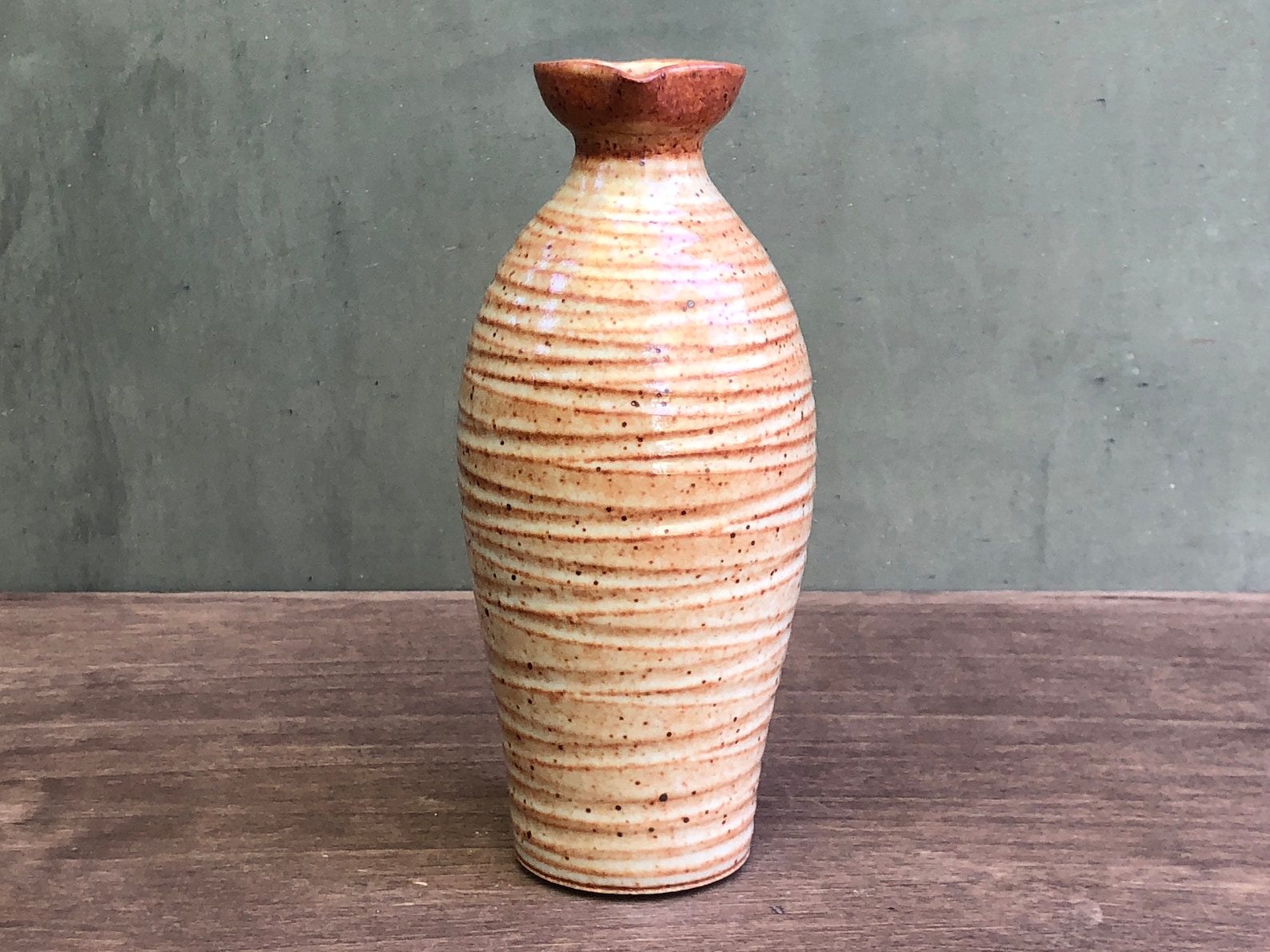 Ceramic Olive Oil Bottle With Cork in Shino Glaze Etsy