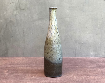 Ceramic Vase, Speckled Matte Beige over Glossy Brown