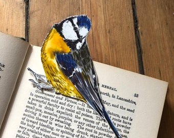 Blue tit bird bookmark