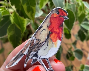 Robin bird brooch