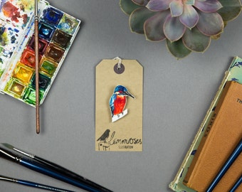 Kingfisher bird brooch