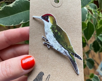 Woodpecker bird brooch