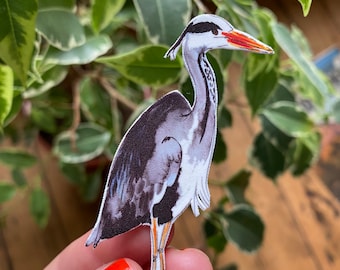 Heron bird brooch