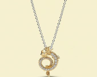 Two-Tone Chinese Year Of The Dragon Collier Necklace