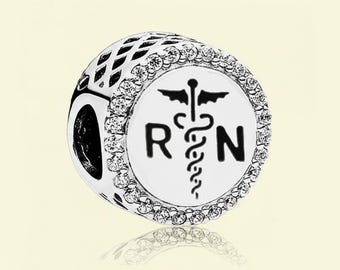 Exclusive Nurse Rn S925 Ale Charm Beaded Birthday Gift, Bridesmaid Gift for Her