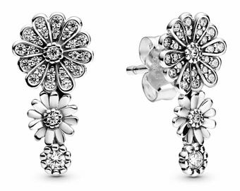 Sparkling Daisy Flower Trio Stud Earrings