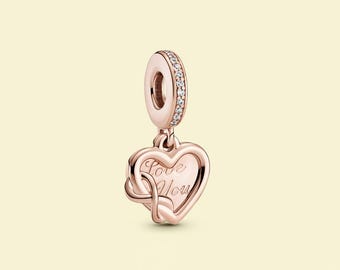 Rose Love You Infinity Heart Dangle Charm Ale R Birthday Gift, Bridesmaid Gift for Her