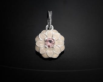 S925 Breloque pendentif dahlia en fleurs ale