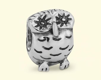 Wise Studious Owl Sterling Silver Charm Free Tracked Postage Birthday Gift, Bridesmaid Gift for Her