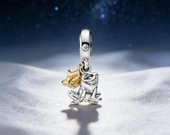 Charm colgante Pandora Tiana del Príncipe Rana, plata de ley 925, para todas las pulseras europeas. Regalo para mujer.