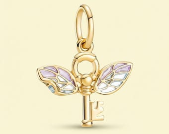 Winged Key Pendant Charm S925 Ale Birthday Gift, Bridesmaid Gift for Her