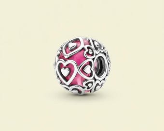 Reveal Your Love Pink Murano Glass Charm Birthday Gift, Bridesmaid Gift for Her