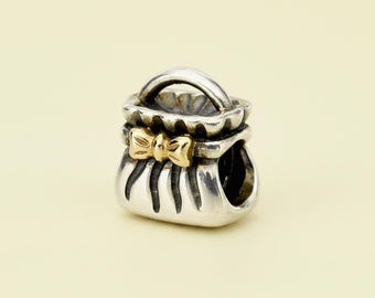 Charm Purse Handbag Sterling Silver And Bow Birthday Gift, Bridesmaid Gift for Her