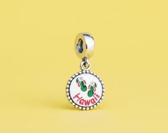New Hawaii Flip Flops And Flowers Dangle Charm
