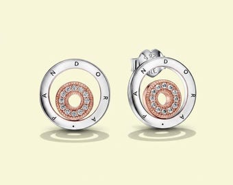 S925 Signature Multi Ring Two Tone Stud Earrings Birthday Gift, Bridesmaid Gift for Her