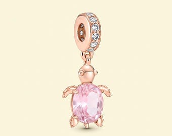 Ale S925 Murano Glass Pink Turtle Charm Birthday Gift, Bridesmaid Gift for Her
