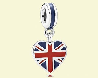 Charm Bead Great Britain Heart Flag Retired Birthday Gift, Bridesmaid Gift for Her