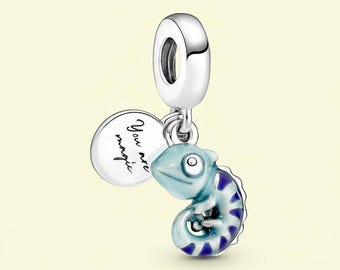 Silver Chameleon Dangle Charm S925 Ale Birthday Gift, Bridesmaid Gift for Her