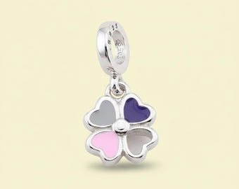 Lacquer Love Four Leaf Clover S925 Ale Pendant Dangle Charm Birthday Gift, Bridesmaid Gift for Her