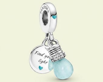 S925 Glow In The Dark Lightbulb Double Dangle Charm Birthday Gift, Bridesmaid Gift for Her