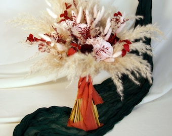 Dried Flower Bridal Bouquet For Boho Wedding