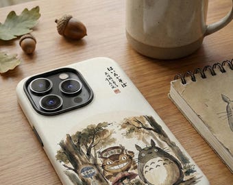 Funda MagSafe para iPhone de Ghibli: Totoro y Catbus con lavado de tinta