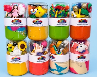 Sensory Play Dough Kit | Handmade Playdough Jar | Toddler Sensory Bin | Fine Motor Activity | Preschool Learning Toy | Gift for Kids