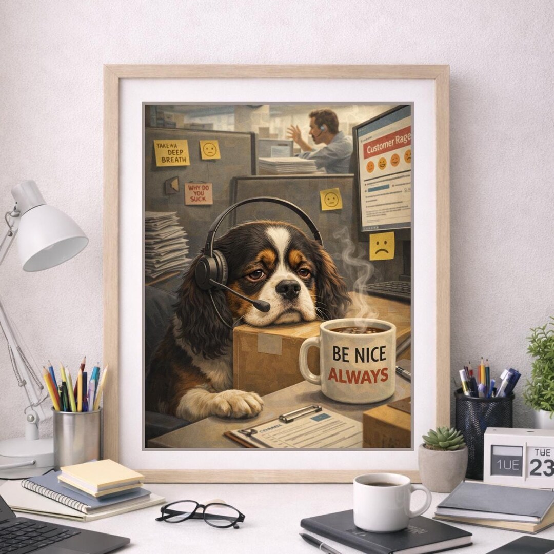Funny Working Dog Wall Art Set of 6 – Office Dogs at Work | Coworker ...