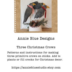 Christmas Crows On A Stick Pattern -- Printable Pattern, Three Crows On A Stick, Christmas Decor