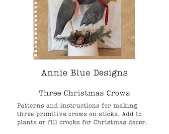 Christmas Crows On A Stick Pattern -- Printable Pattern, Three Crows On A Stick, Christmas Decor
