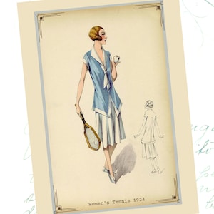 Greeting Card -- 1920s Flapper Women&#39;s Tennis Fashion 1920s Vintage