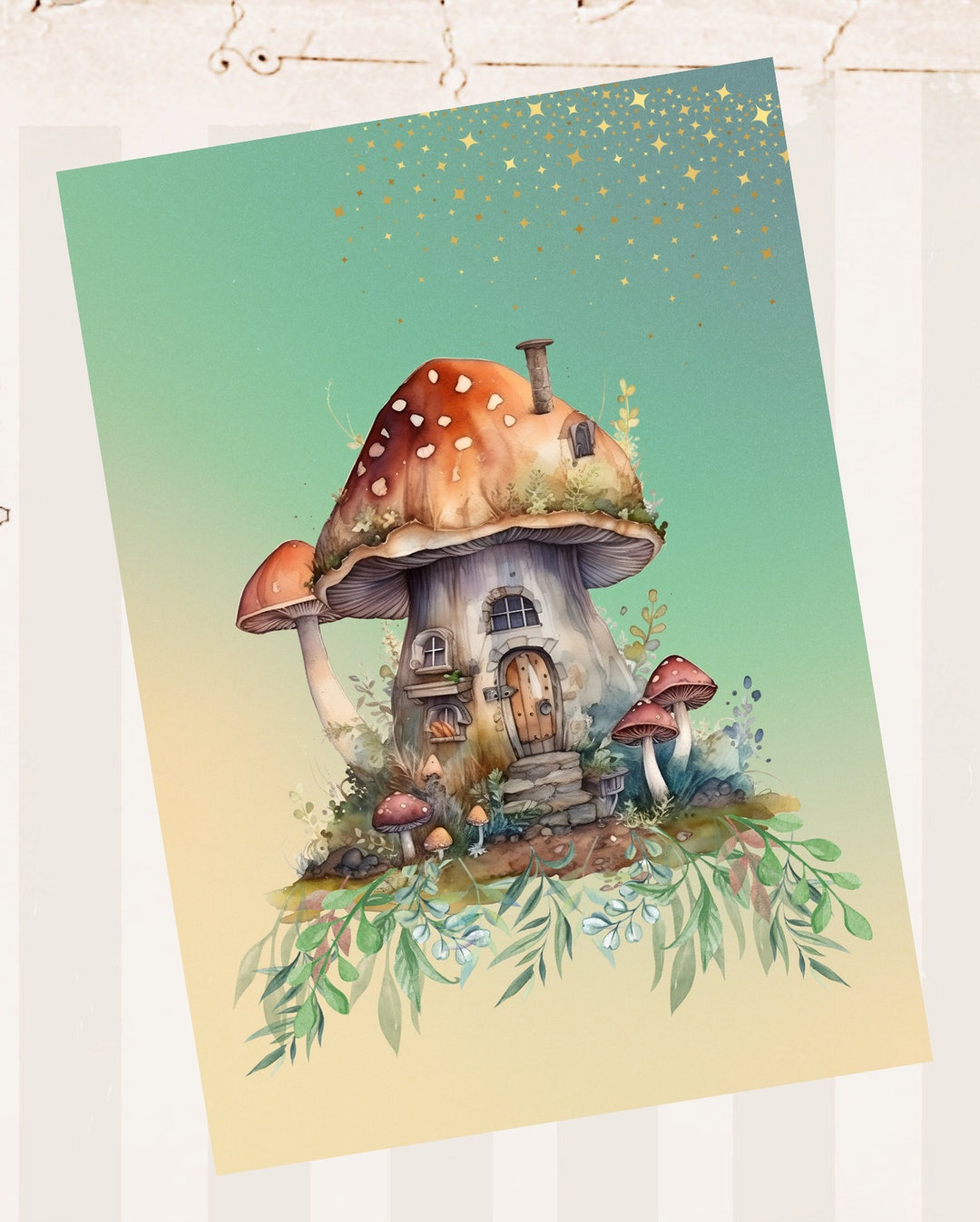 3 Greeting Cards Set -- Mushroom Fairy Houses, Cottage Core, Blank ...