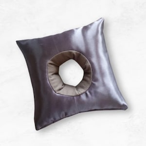 SPLIT SHIPPING Square Satin Ear Pillow -- CNH/Piercing Pillow Charcoal Gray Square -- Square Pillow, Cartilage Piercing Pillow