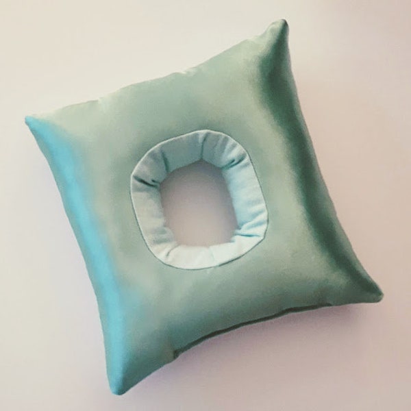 SPLIT SHIPPING Square Satin Ear Pillow -- CNH/Piercing Pillow Light Aqua Square -- Square Pillow, Cartilage Piercing Pillow, Ponytail Pillow