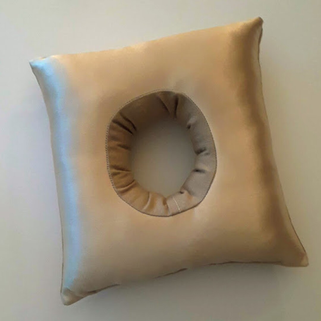 SPLIT SHIPPING Square Satin Ear Pillow Cnh/piercing Pillow Champagne