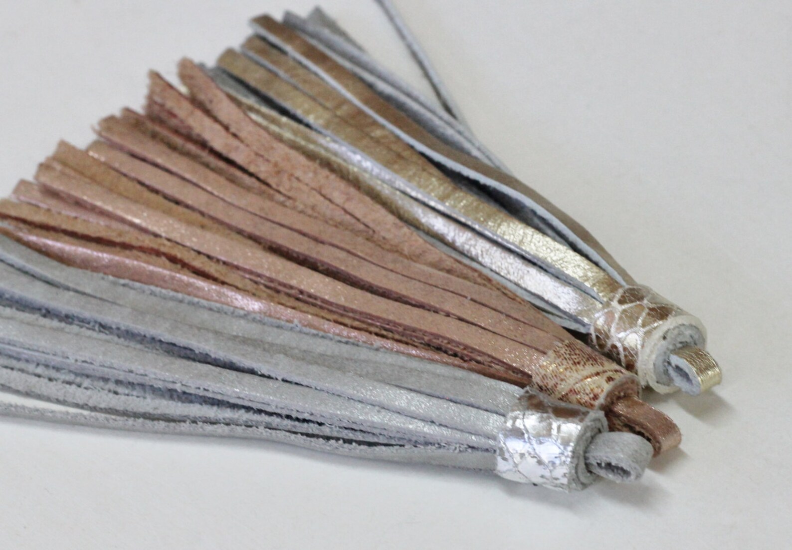 Leather Tassel Metallic Genuine Leather Gold Fringe Etsy