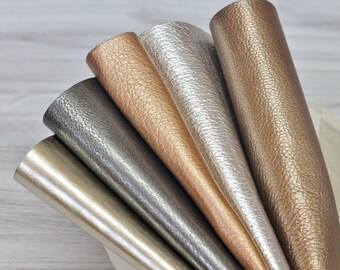 5pcs Scrap Genuine Leather , Metallic Leather Offcuts