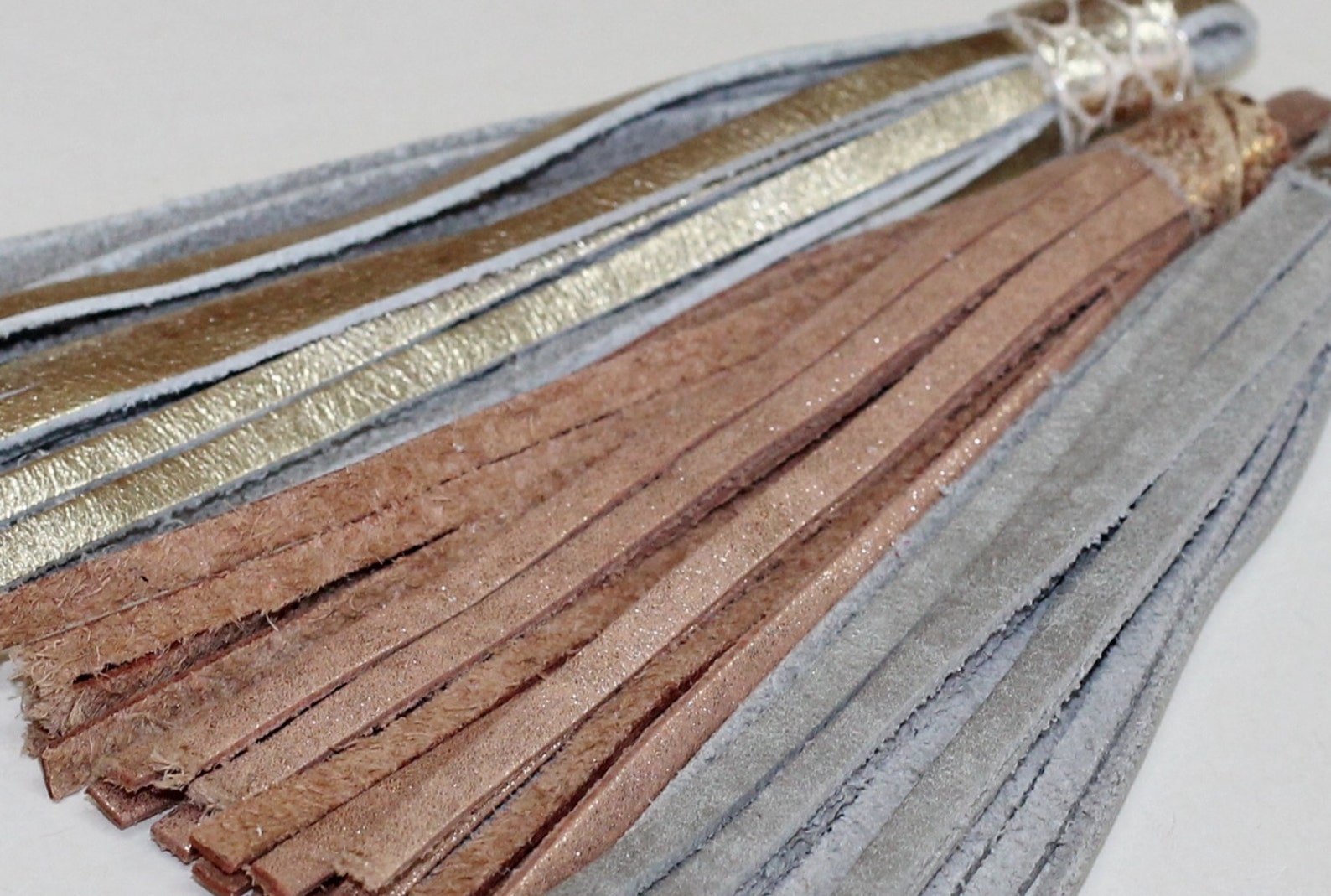 Leather Tassel Metallic Genuine Leather Gold Fringe Etsy